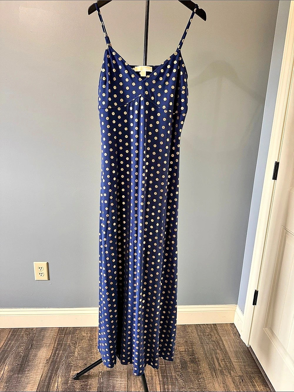 Michael Kors Floral Maxi Dress in Blue & Gold Size Large Like New